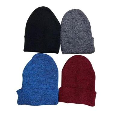 Imagem de Kit 4 Touca Gorro Lã Frio Adulto Unissex Moda Inverno Sortidos