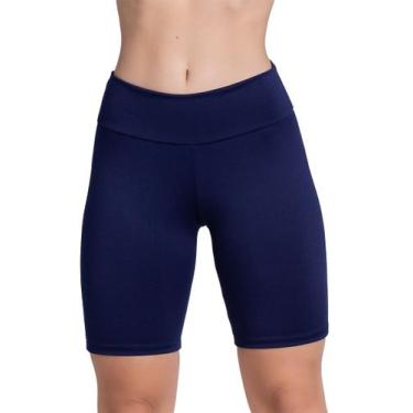 Imagem de Bermudinha Fitness Feminina Suplex Lisa Curta - WLS Modas, Marinho, GG