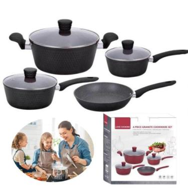 Imagem de Conjunto 4 Panelas Antiaderente Com Tampa De Vidro Indução - bbless, P