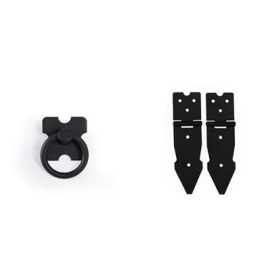 Imagem de Kit 4 Dobradiças rústicas  + 2 Puxadores Argola  - Telis Ferragens