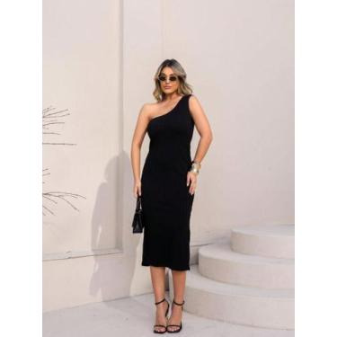 Imagem de Vestido longuete mula manca malha tricô cod2071 - LALOKA, Preto, M