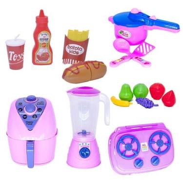 Imagem de Brinquedo Cozinha Air Fryer Cesta Panela Frutas Pote 16p - Altimar