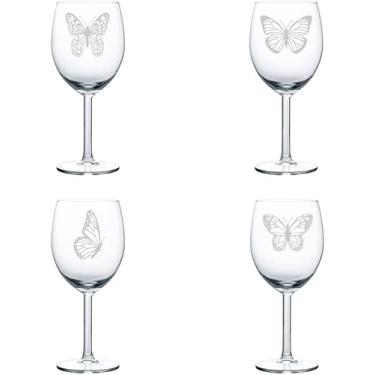 Imagem de MIP Conjunto de 4 taças de vinho, coleção de borboletas, cálice (283 g)