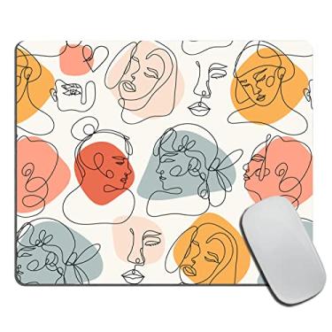 Imagem de Tapete de mouse com rostos abstratos pastel - acessórios de mesa, tapete de mouse, retângulo, presente para colega de trabalho, chique, minimalista, desenho, formas