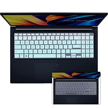 Imagem de 2 peças de capa de teclado para ASUS VivoBook Pro 16 16X OLED K6602 M7600 N7600, VivoBook Pro 15 OLED K3500PH M3500QC M6500/ Pro 15X 15,6 K6501-MVerde + Transparente