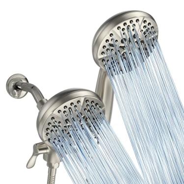 Imagem de GAOMON Ducha com combo de spray portátil, 24 configurações de chuva portátil de alta pressão de 3 vias combo bicos anti-entupimento, mangueira de aço inoxidável (níquel escovado, 12,7 cm)