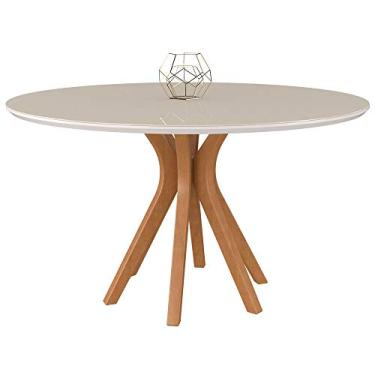 Imagem de Mesa Sala de Jantar Cozinha Redonda Tampo de Vidro 130cm Willy Off White/Champagne - Gran Belo