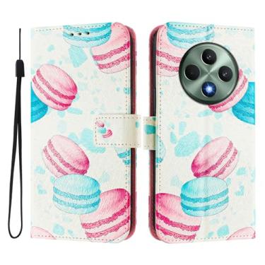 Imagem de Capa carteira para Oppo Reno12 F, 3 compartimentos para cartão, 1 compartimento para dinheiro, capa flip de couro PU com padrão fofo, capa com fivela magnética à prova de choque, compatível com sem