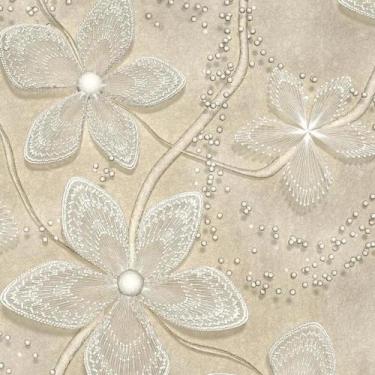 Imagem de Papel De Parede Adesivo Floral Bege Delicado Sala - Banner Bani