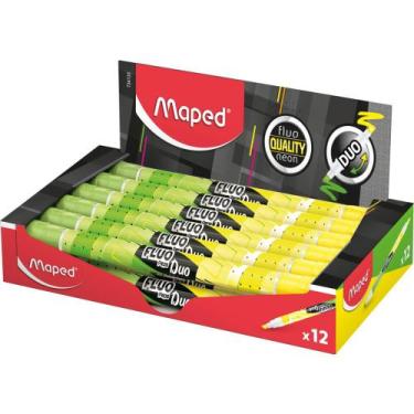 Imagem de Marca Texto Fluo Duo Formato Caneta 2 Cores Verde E Amarelo - maped