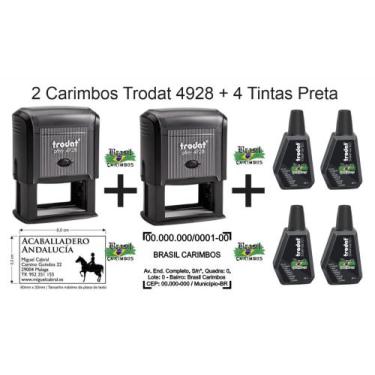 Imagem de Kit 2 Carimbos Automáticos Cnpj TRODAT 4928 6.0x3.3 cm S/ Gravação + 4