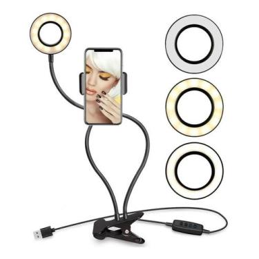 Imagem de Ring Light + Suporte Celular Selfi Luminaria Abajur Youtube - Luatek, 