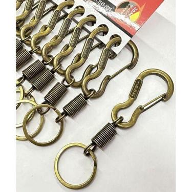 Imagem de Chaveiro Mola Com Argola Metal 10 Unidades - oem, Ouro Velho