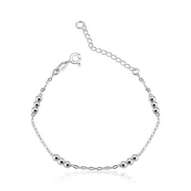 Imagem de Tornozeleira Trios Bolas Prata 925 - Atraktiva Jóias, 25cm