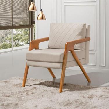 Imagem de Poltrona Mona Luxo Onix Madeira Maciça Tecido Veludo Bege Web Holz, BE