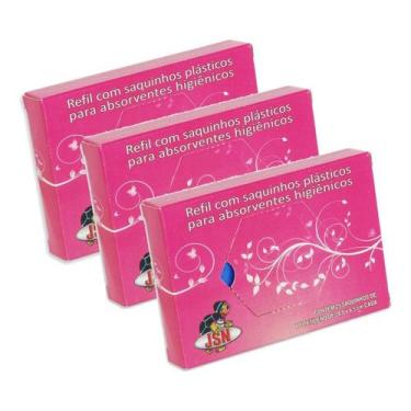 Imagem de Saquinho Refil Em Plástico De Absorvente Jsn 25 Unid Kit 3, Medem Rosa