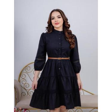 Imagem de Vestido Midi Chemise com Manga Comprida de Festa Convidada Social - Fa