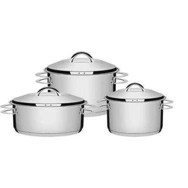 Imagem de Jogo de Panelas Aço Inox Fundo Triplo 3 Peças - Tramontina