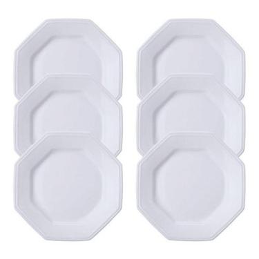 Imagem de Kit 6 Pratos Sobremesa Prisma Porcelana Branca Schmidt  - Porcelanas S