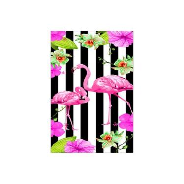 Imagem de Painel De Festa Vertical 1,50 x 2,20 - Tropical Flamingos Listras e Fl