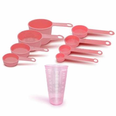 Imagem de Conjunto Medida 9 Peças Copo Rosa Xicara Rosa Colher Rosa Apto ao Micr
