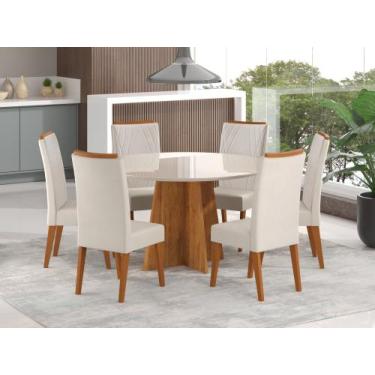 Imagem de Mesa de Jantar Redonda Vitara com 6 Cadeiras Madeira Maciça Vegas - Vi