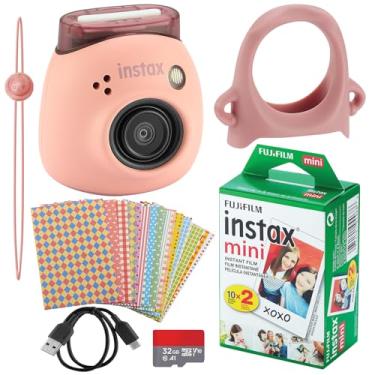 Imagem de Fujifilm Câmera digital Instax Pal, mini filmes Fujifilm 20, adesivos decorativos, aderência para câmera com USB, micro SD e tecido (gema preta) (rosa pó)