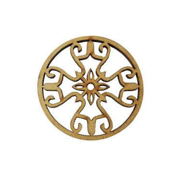 Imagem de Pacote 30 Aplique Mandala Modelo 19 5cm Mdf Madeira Cru - ATACADÃO DO 