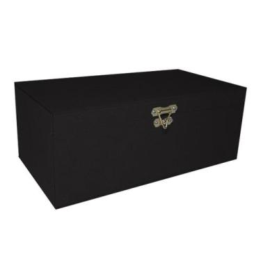 Imagem de Caixa Retangular com Dobradiça e Fecho 26x14x10 Kit 20un Mdf Madeira P