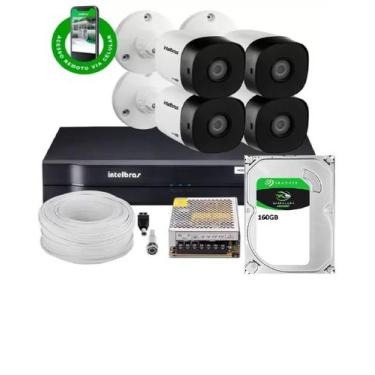 Imagem de Kit Cftv 4 Câmeras 1120B Bullet 720P Dvr 8 Canais Intelbras Mhdx + Hd 