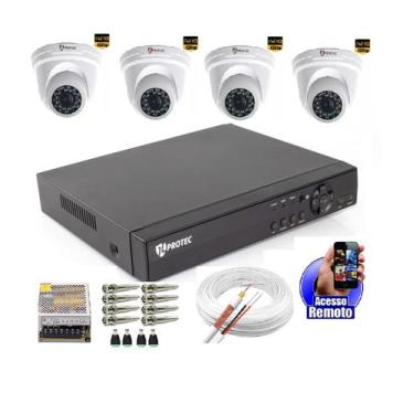 Imagem de Kit Cftv 4 Câmeras Segurança 2mp 1080p 20m + Dvr Multi Hd 4 Canais S/H