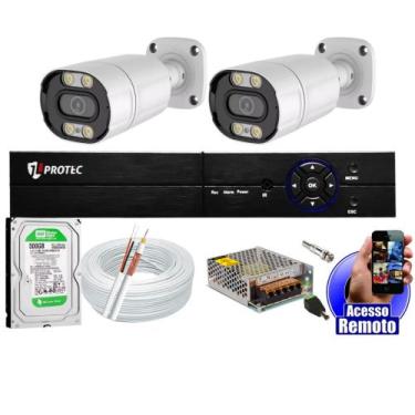 Imagem de kit Cftv 2 Câmeras De Segurança Colorida Dia Noite Full Color 1080p Dv