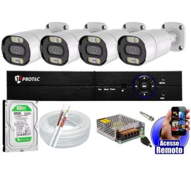 Imagem de Kit Cftv 4 Câmeras Segurança Colorida Dia Noite Full Color 2mp 1080p 2