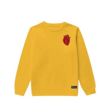 Imagem de Blusão Moletom Infantil Coração Personalizado sem Capuz gola Redonda -