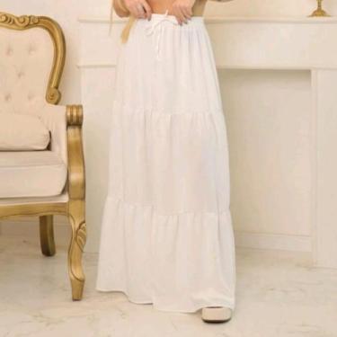 Imagem de Saia Longa 3 Marias Camadas moda Evangélica Rodada Elástico na Cintura