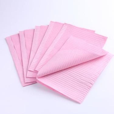 Imagem de SUTOKAKA 50 peças de tapete de mesa descartável para arte de unhas, toalhas de mesa de papel de polpa de madeira dobráveis rosa para prática de unhas de acrílico, almofadas de limpeza à prova d'água