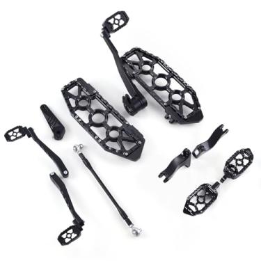 Imagem de TOPRAMETAL Para Harley Touring Floorboards MX Footboards com alavanca de câmbio de braço de freio de engrenagem 2014-2024 (todas pretas)