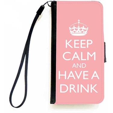 Imagem de Rikki Knight Capa carteira flip Keep Calm and Have a Drink rosa claro com aba magnética para Apple iPhone 5c