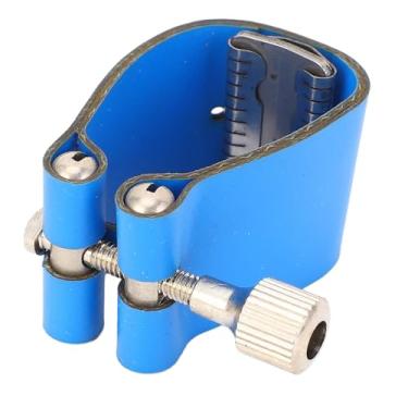 Imagem de Ligadura de Saxofone Prendedor Azul, Ligadura de Couro Sax Bocal para Tenor Alto Saxofone Bocal