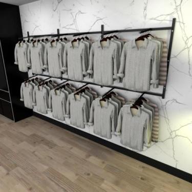 Imagem de Arara de roupas closet quarto com 22 peças cremalheira 300x100 cm cor 