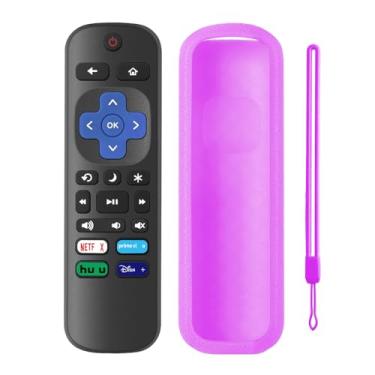 Imagem de SOTATOO Controle remoto de substituição para Roku TV com capa de silicone macio roxo, controle remoto universal para Smart TVs TCL Roku/Hisense Roku/Onn Roku/Westinghouse Roku/Philips Roku (não para