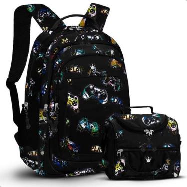 Imagem de Kit Mochila Grande Escolar Game + Lancheira Térmica Prática - M3M
