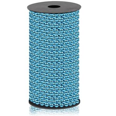Imagem de Uxney Guirlanda de pérolas artesanais, 8 mm x 65,6 pés contas de árvore de Natal enfeites de pérola para decoração de árvore de Natal DIY festa de casamento (azul)