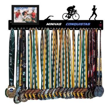 Imagem de Porta Medalha Triathlon Porta Retrato Para Até 100 Medalhas - QUADRO D
