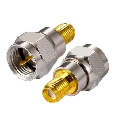 Imagem de POBADY SMA Conector Adaptador SMA Fêmea para F Tipo Macho Cabo Coaxial Conector Adaptador Reto para Rádio FM DAB WIFI Antena CATV TV Antena Redes Aéreas Modems (2 pcs)