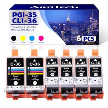 Imagem de ARTITECH Cartucho de tinta PGI-35 CLI-36 compatível com impressoras CanonPGI 35 CLI 36 para impressoras Canon Pixma iP110 iP100 TR150 Mini260 Mini320 (4 pretas, 2 cores)