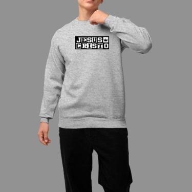 Imagem de Moletom Gola Careca Basico Masculino Casual Moda Religioso Inverno Blu