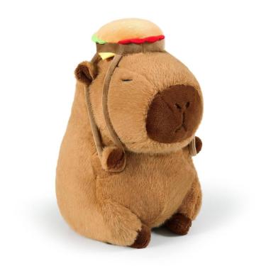 Imagem de Brinquedo de pelúcia Ditucu Cute Capybara com mochila de hambúrguer de 23 cm