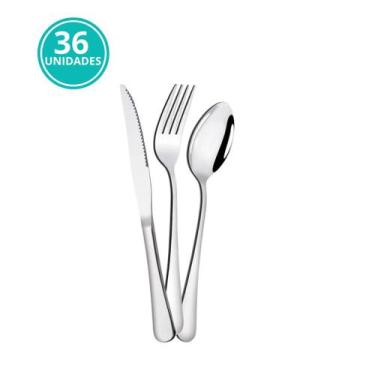 Imagem de Conjunto Faqueiro Jogo 36 Peças Inox Luxo Garfo Faca Colher - CLICK HO