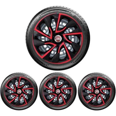 Imagem de Jogo 4 Calotas Esportivas DS4 Preto/Vermelho aro 15 (FIA)